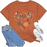 Fall Heart Shirts Women Halloween Pumpkin Spice Shirt Thanksgiving Family Turkey Tops
