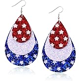 Nanafast American Flag Earrings for Women PU Leather 4th of July Dangle Earrings Patriotic USA Earrings Red White Blue Accessories