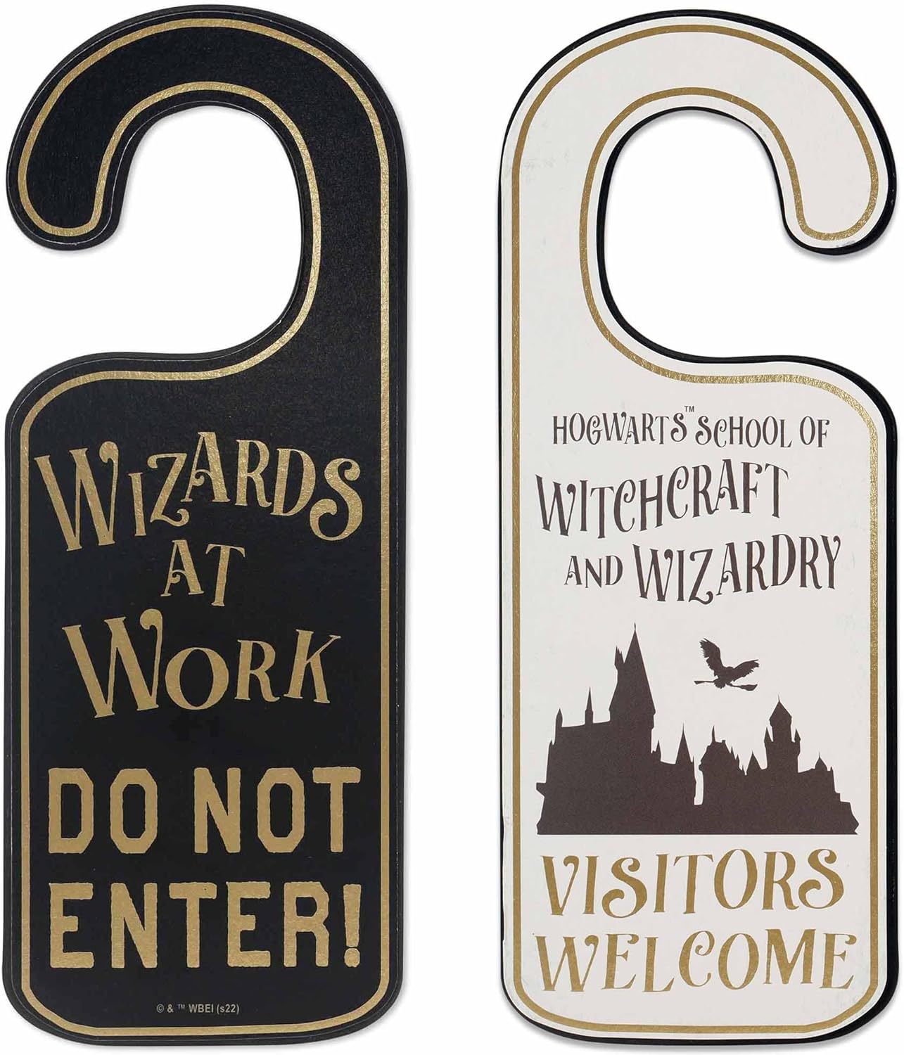 Wreath Hangers - Open Road Brands Harry Potter Double-Sided Reversible Wood Door Hanger - Wizards at Work and Hogwarts Vistors Welcome