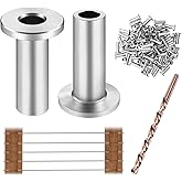 CKE 80 Pack T316 Stainless Steel Protector Sleeves for 1/8" Wire Rope Cable Railing, Marine Grade Protective Sleeves Deck Cable Railing Kit for Wood Posts DIY Balustrade, CR01