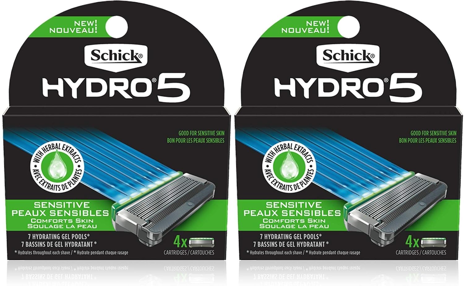 Schick Hydro 5 Sense Sensitive Skin Razor Refills for Men, Pack of 4 Box of 2