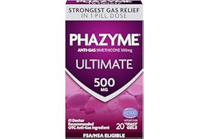Phazyme Ultimate Strength Anti-Gas 500 mg Simethicone Gas Relief for Adults, Fast Gels Quickly Ease Bloating, Pressure and Discomfort, 20 Count