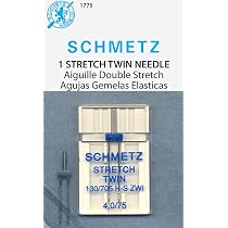2 Aiguilles Jumelles Stretch SCHMETZ 2,5/75 - Pour Machines à Coudre Familiales Zigzag