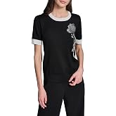 Karl Lagerfeld Women's Pearl Detail Sequin Flower Sweater