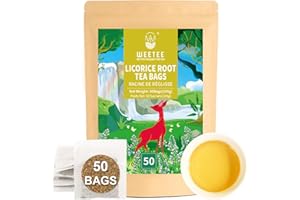 WT WEETEE Licorice Root Tea Bags 50 Count, Naturally Sweet & No Added Sugar, Caffeine-Free, Warm, Mellow, and Pure Herbal Tea