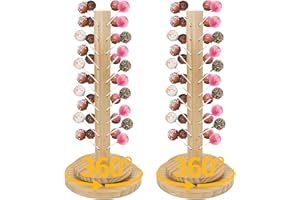 SECOAT Wood Cake Pop Stand 36 Holes with Spinning Base,Cake Pop Holder Stand for Dessert Table,Lollipop Holder Candy Table Display, Dessert Stand for Wedding Birthday Baby Shower Parties Anniversaries (2 Pack)
