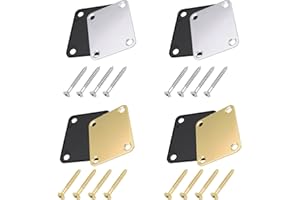 CybNemo Electric Guitar Neck Plate with Crews Reinforce Board 4 Pack Guitar Neck Joint Plates with Mounting Screws for Strat 