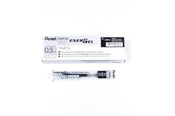 Refills for Pentel EnerGel Gel Pens, 0.5mm, Black Ink, 12PK