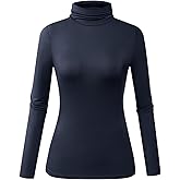 Herou Womens Long Sleeve Turtleneck Slim Fitted Lightweight Casual Active Layer Tops Shirts