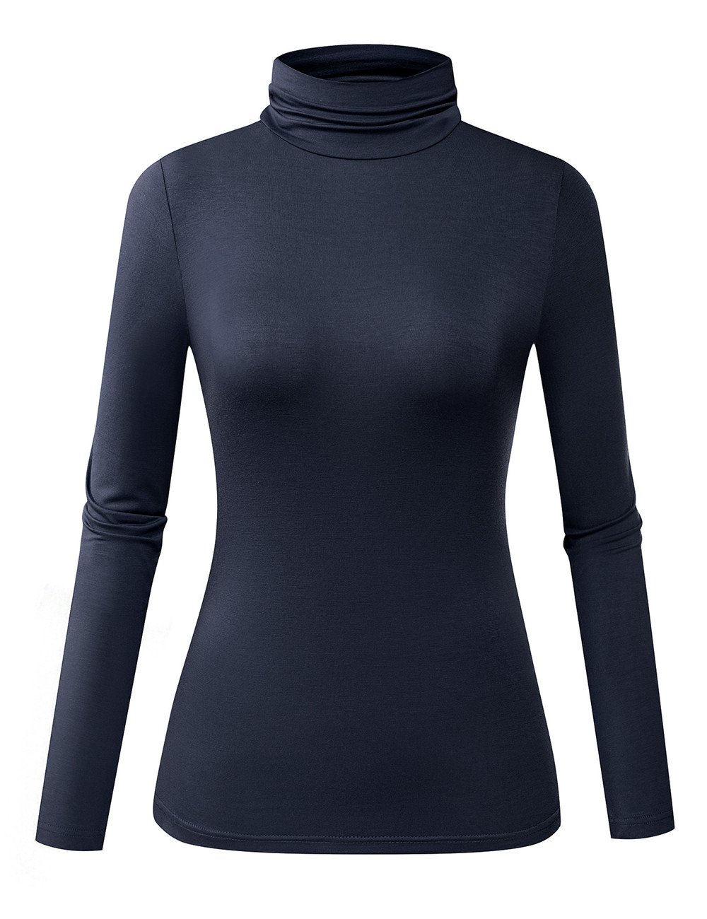 Photo 1 of Herou Women's Long Sleeve Lightweight Soft Pullover Turtleneck Tops Shirts Navy Blue XX-Large