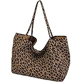 MakeMeChic Women's Leopard Tote Bag Cheetah Oversize Shoulder Bag Weekender Bag
