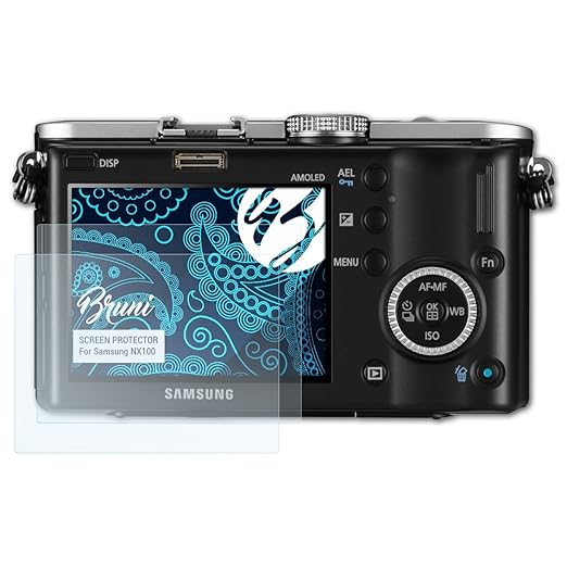 Bruni Schutzfolie für Samsung NX100 Folie, glasklare Displayschutzfolie (2X)