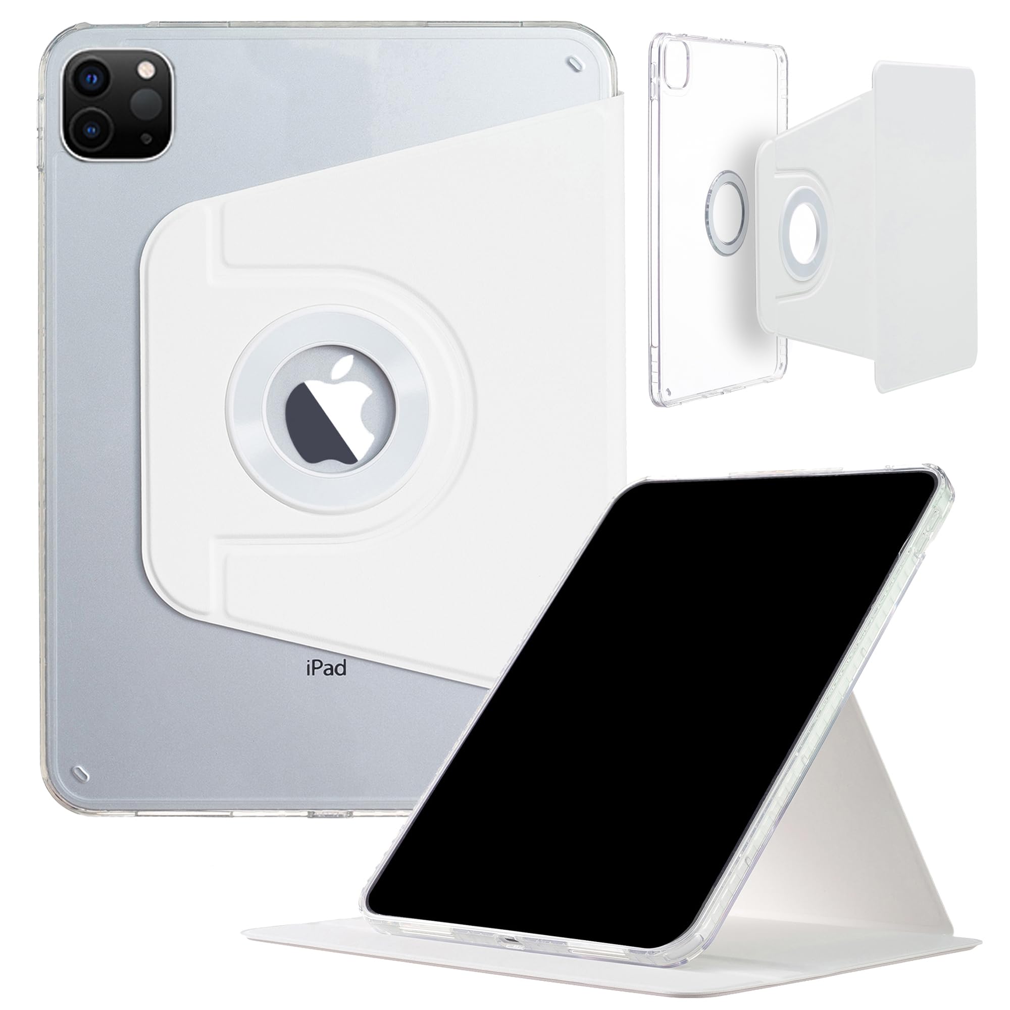Photo 1 of iPad Pro-6 5 4 3 (12.9'') Case, DMaos Magnetic Detachable Smart Cover, 360° Rotation Foldable Stand - White
