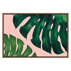 SIGNWIN Framed Canvas Wall Art Tropical Monstera Leaves...