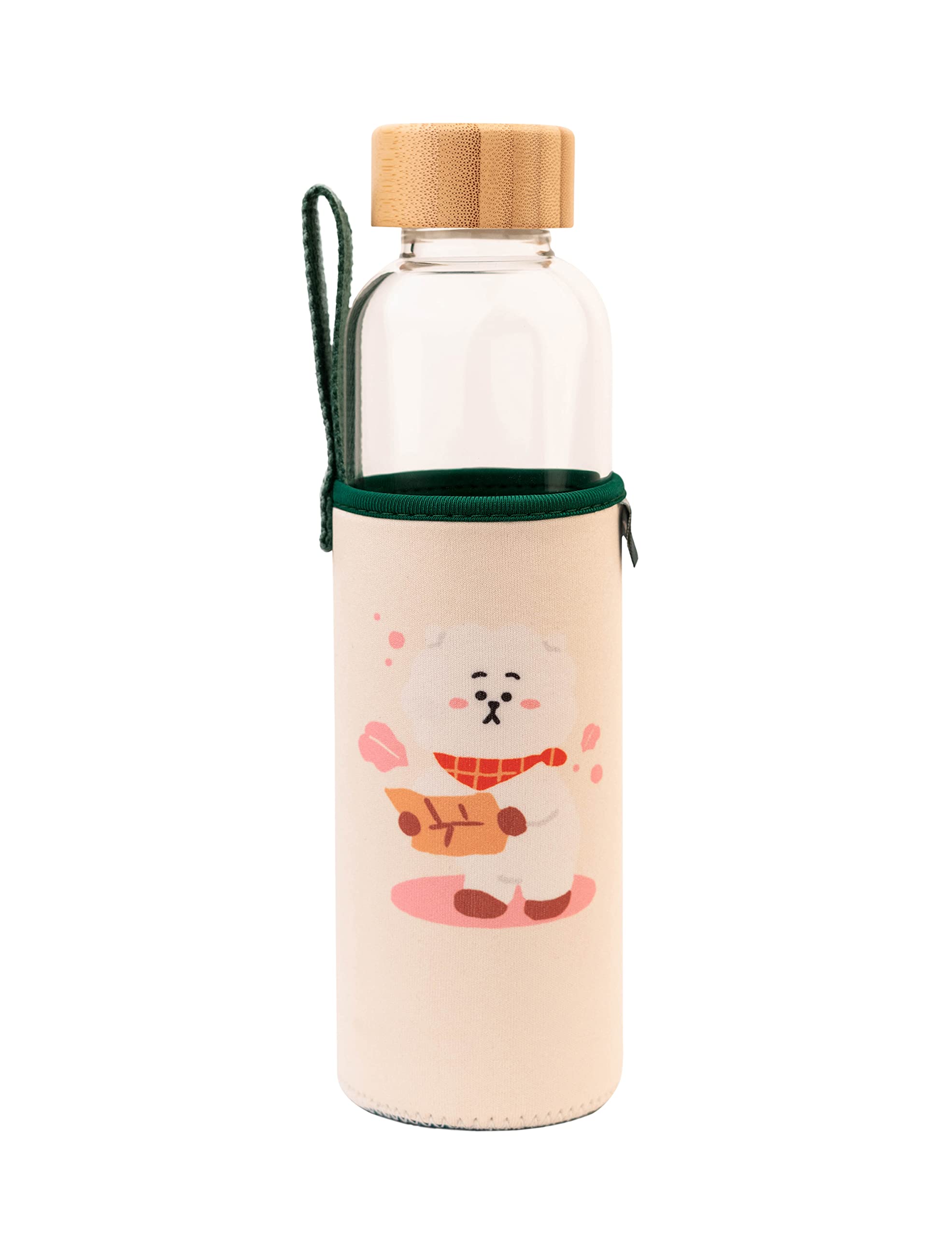 Grupo Erik Glass Water Bottle - RJ BT21 Merch | 17oz - 500ml Water Bottle Hot and Cold, Gym, Travel Bottles | Kawaii Gifts Under 15 Pounds, Kawaii Stuff