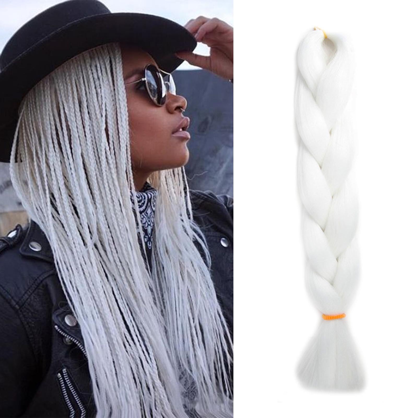 24" Braiding Hair Extension Jumbo Braids Synthetic Crochet Hair Afro Box Braid Heat Resistent, White — image 1