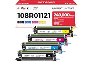 JCTONER C400 C405 Drum Unit 108R01121 Imaging Drum (Black Cyan Magenta Yellow 4-Pack) Replacement for Xerox Versalink C400 C400D C400DN C405 C405N C405DN Phaser 6600 Workcenter 6605 6655 6655i Color Printer