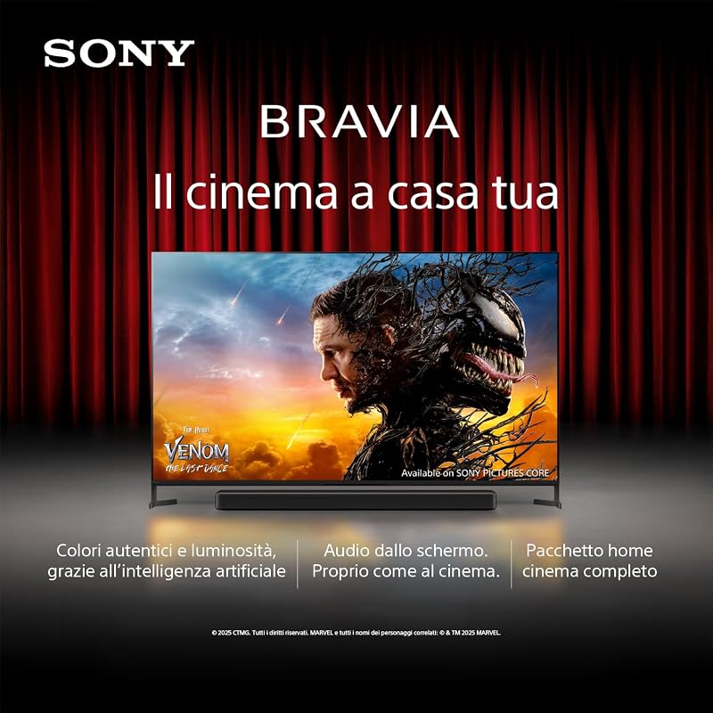 BRAVIA 3 - Direct LED | Altoparlante X-Balanced | Dolby Vision/Atmos | IMAX Enhanced | Google TV (2025) | Google Cast | Apple AirPlay 2| Eco Dashboard 2 | Game Menu 2-75pollici