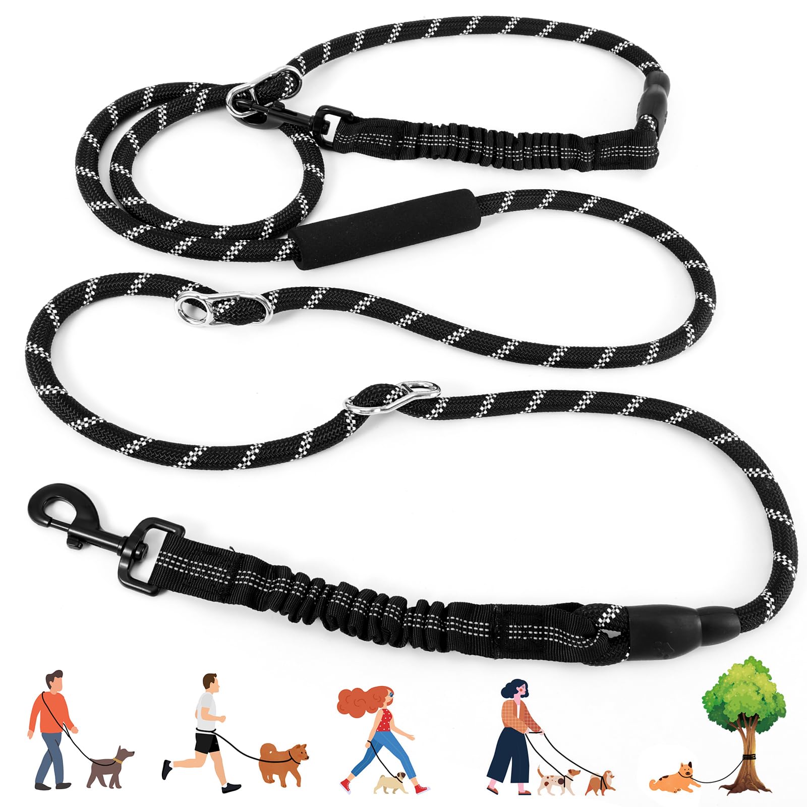 Photo 1 of Heavy Duty Hands Free Dog Leash, 10FT Adjustable Handsfree Dog Training Leash with Shock Absorbing Bungee, No Pull Tangle Free Reflective Body Waist Leash for Dog Walking Running