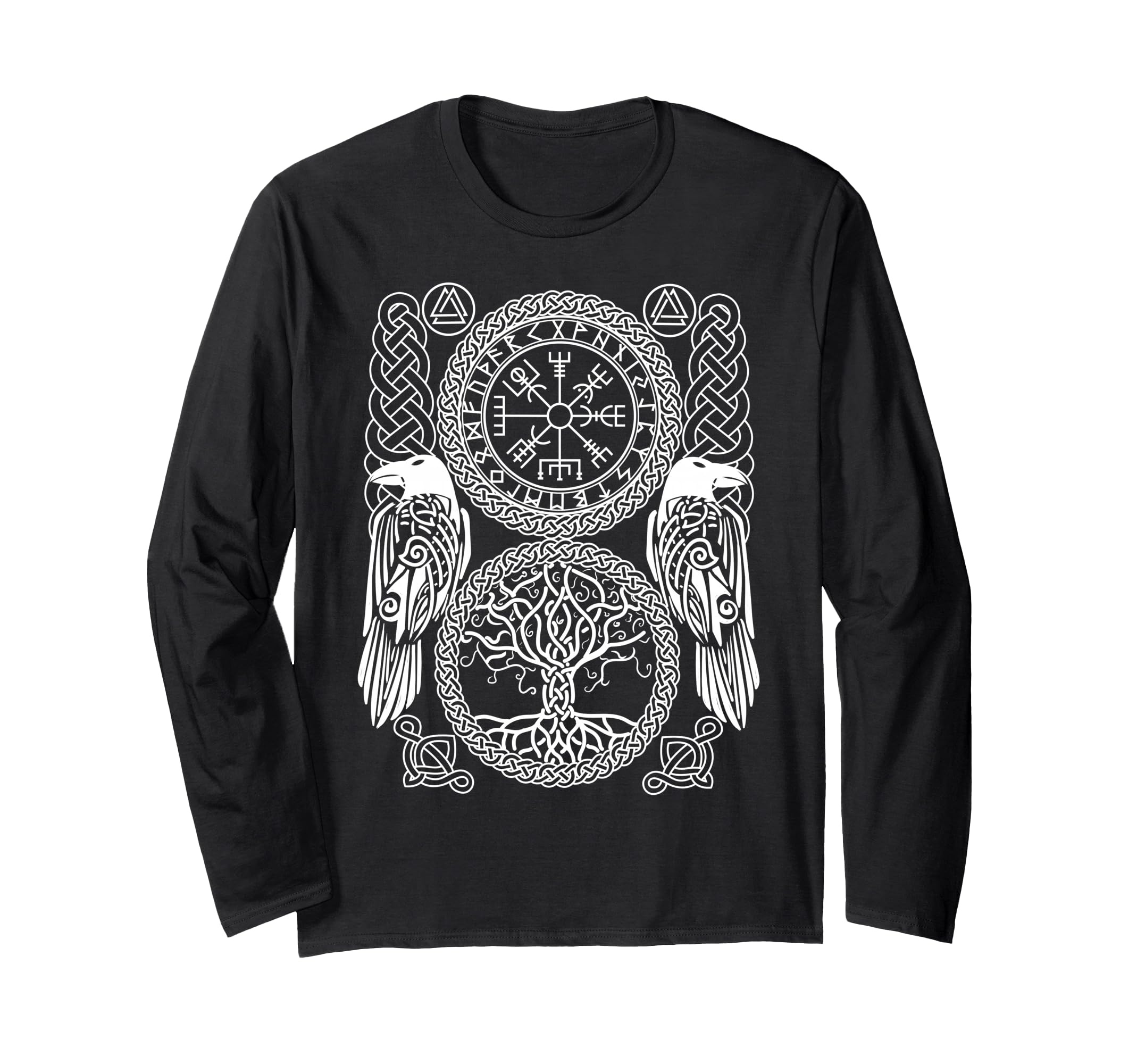 Vegvisir Viking Compass Walhalla Odin Ravens World Ash Long Sleeve T-Shirt