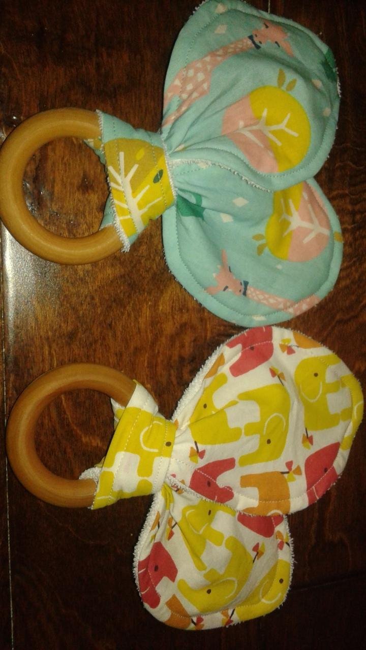 Pair of Organic Baby teether GOTS certified fabric and