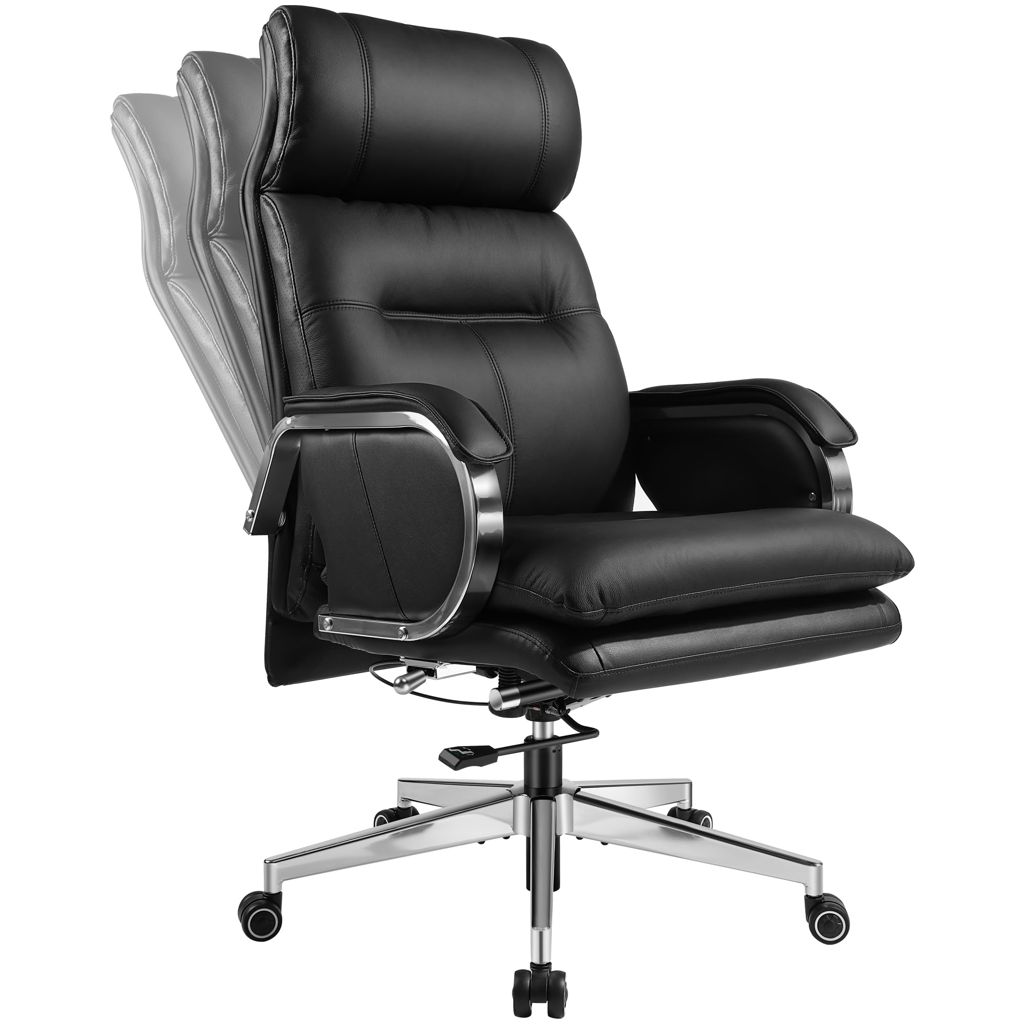 Photo 1 of ****MISSING PARTS**

HUAUR Genuine Leather Modern Executive Chair High-Back Support 90 to 150 Degrees Tilt and Upholstered Home Desk Chair with Base 360LB Capacity Swivel Computer Office Chair (Black)