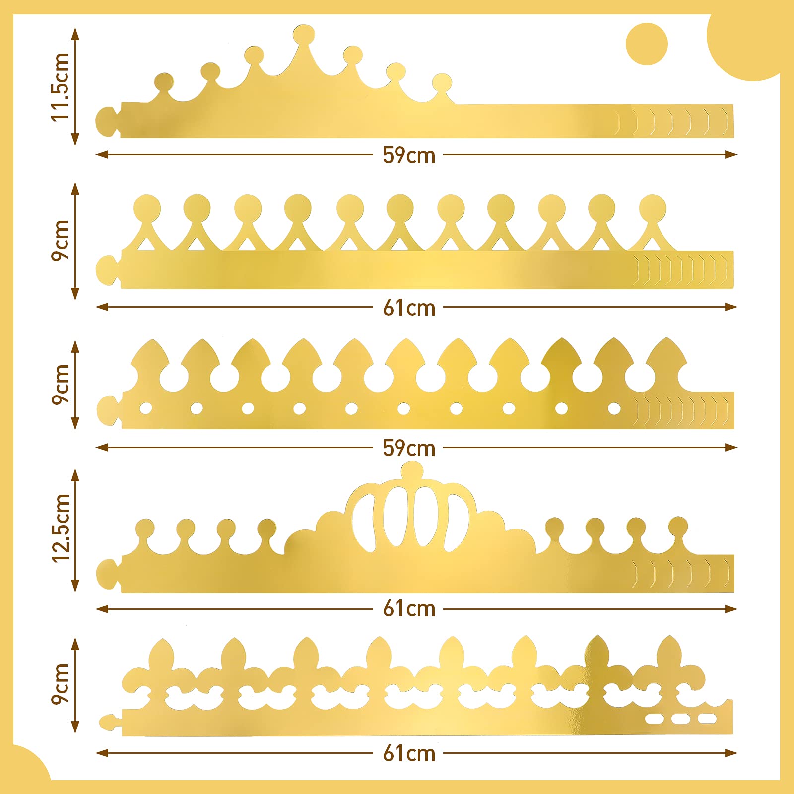 Paper Princess Prince Crowns for Kids Birthday Party Hats Gold for Boys Girls DIY Crown Supplies (Classic Style,34 Pieces)