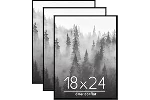 Americanflat 18x24 Poster Frame with Polished Front Cover - Set of 3 - Slide-In Photo Frame with Buildable Molding - Fusion Collection - Picture Frames for Wall Display - Black