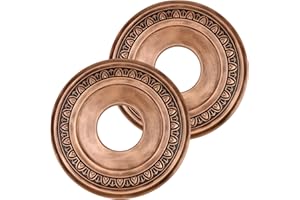 Woogim 2PCS 12" Red Copper Lighting Ceiling Medallions PU Round Ceiling Fan Light Covers Decorative Ceiling Fan Medallion for Fans Chandeliers