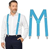 Suspenders for Men Heavy Duty - Adjustable 1” Y-Back Men's Suspenders for Dress Pants | Strong Metal Clips, Everyday Wear