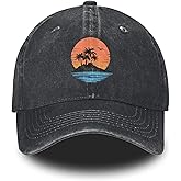 Printed Baseball Cap Adjustable Vintage Washed Distressed Denim Trucker Hat for Women Men