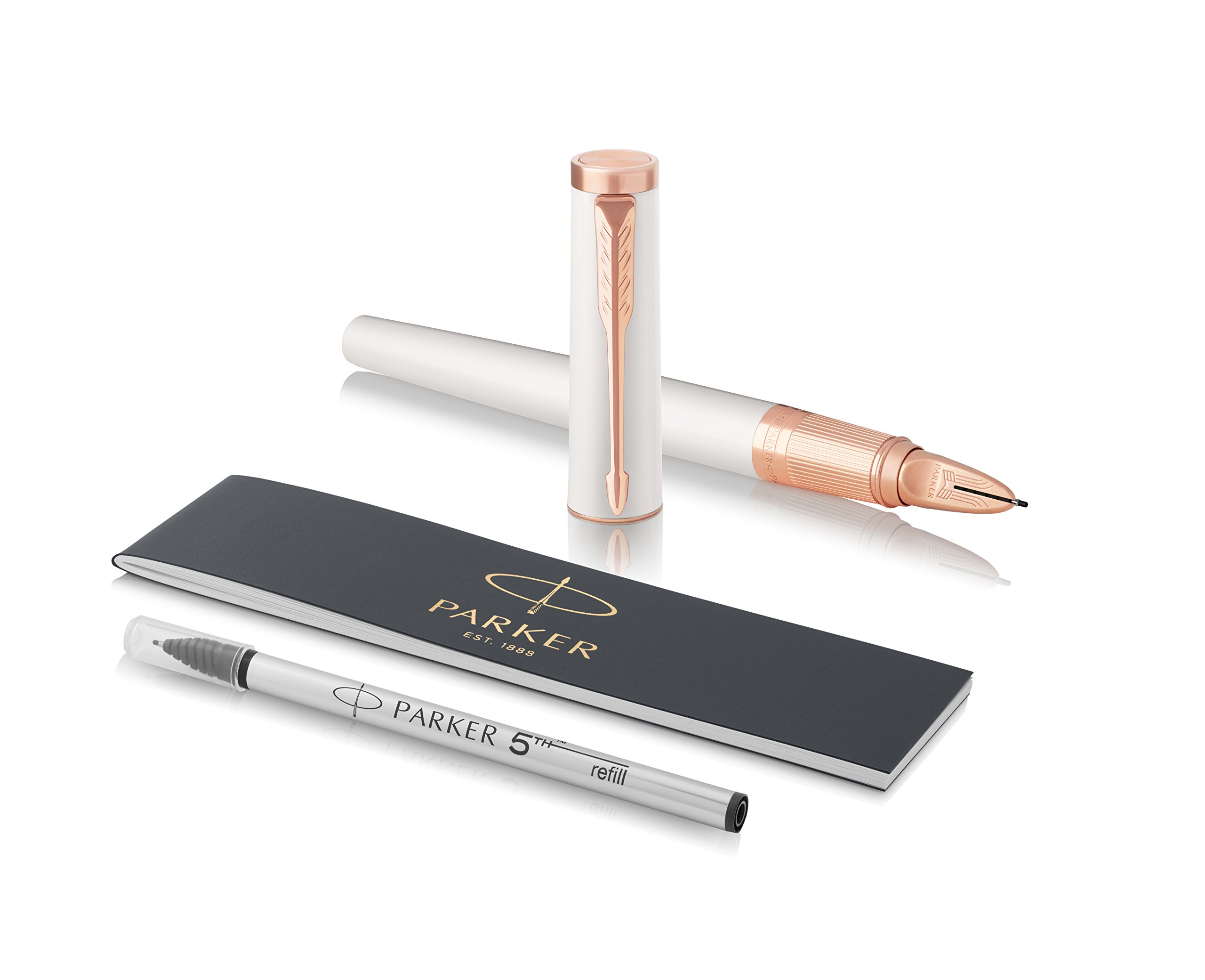 Parker Ingenuity 5th Technology Pen, Fine Point with Black Ink Refill 1931451 - Slim Pearl with Pink Gold Trim — image 1