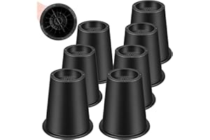 JONHWI 6 Inch Heavy Duty Bed Risers, Adjustable Round Furniture Risers for Beds, Couches, Tables, and Desks (Black,8 Pack)