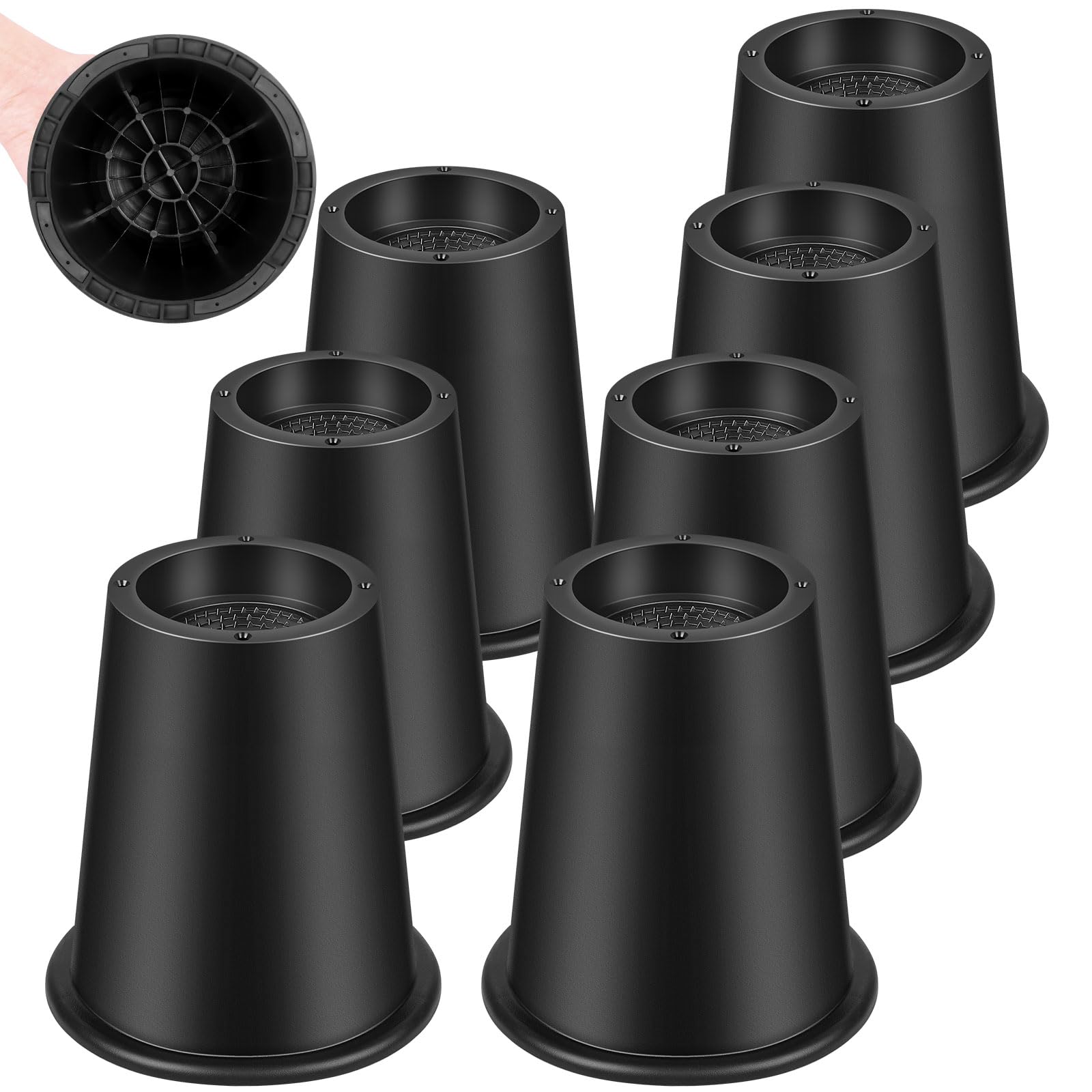JONHWI 6 Inch Heavy Duty Bed Risers, Adjustable Round Furniture Risers ...