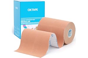 OK TAPE Regular Original Cotton Kinesiology Tape (2 Pack), Elastic Water Resistant Therapeutic Athletic Tape, Latex Free, Pai