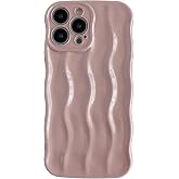 Caseative for iPhone 13 Pro Max Case, Pink | Water Ripple Pattern Curly Wave Frame Soft