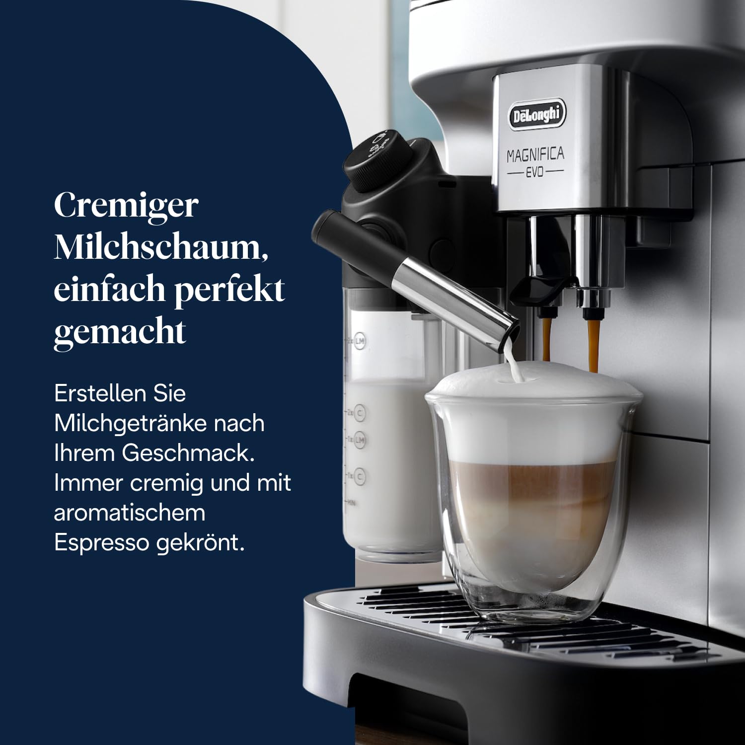 De’Longhi Magnifica Evo - Kaffeevollautomat mit Vollautomatischem cremigen Milchschaum, 7 One-Touch-Getränke, Cappuccino & Espresso, Kaffeemaschine, Soft-Touch-Bedienfeld, Silber (ECAM292.81.SB) 6