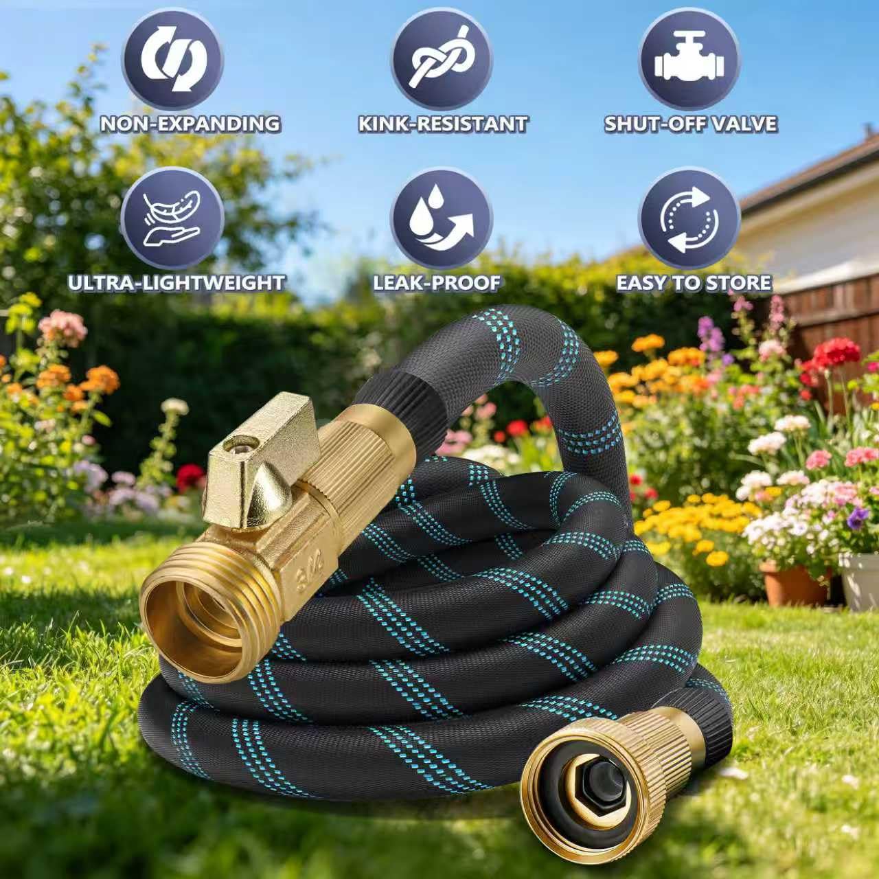 Condition photo showing New/Like New for 150 ft flexible garden hose - 2026 upgraded heavy duty water hoses with 3/4''solid fittings,lightwei