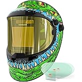 YESWELDER Auto Darkening Welding Helmet with SIDE VIEW, 180° Panoramic View, 1/1/1/1 True Color Solar Powered Welder Hood, Wide Shade 3/5-9/9-13 Welder Mask for TIG MIG ARC CUT and GRIND, LYG-Q800D
