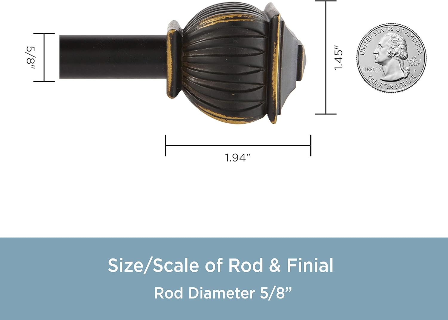 Kenney 5/8" Beckett Decorative Window Curtain Rod, 48-86", Oil Rubbed Bronze: Home & Kitchen