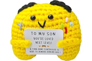 FOULIKI Crochet Game Controller Gift for Gamer Son,Cute Handmade Crochet Game Controller Decor,Emotional Support Positive Gift for Bonus,Cute Decor Birthday Gifts for Son