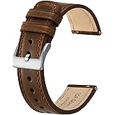 BISONSTRAP Leather Watch Straps, Classic Oil Waxed Leather, Quick Release Replacement Band for Men and Women, Band Width 18mm 20mm 22mm