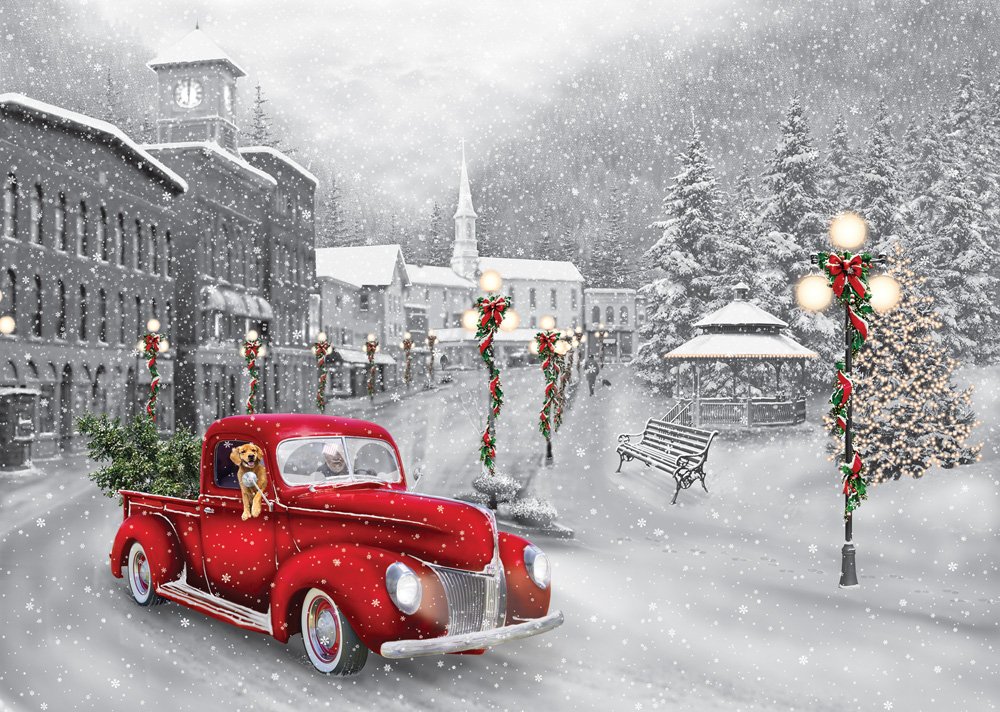 Holiday Ride Christmas Cards - Box of 15 Cards & 16 Foil Lined Envelopes