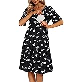 Smallshow Women's Maternity Nursing Dress Ruffle Short Sleeve Breastfeeding Clothes