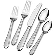 Gourmet Basics by Mikasa Westfield Frost 45-Piece Stainless Steel Flaware Set with Serving Utensil Set, Service for 8