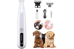 MOONEON 2026 New Pet Precision Trimmer, Dog Paw Trimmer with LED Light, Low Noise, IP68 Waterproof, Dual-Speed Motor, Suit for Trimming Paw, Ear, Face, Butt, Eyebrows, USB Rechageble