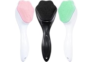3 Packs Handheld Silicone Face Scrubber Exfoliator, Ooloveminso Face Brushes for Cleansing and Exfoliating, Manual Facial Cleansing Brush, Gentle Soft Face Wash Brush for Sensitive, Delicate, Dry Skin