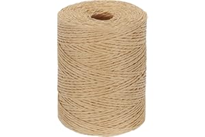 PATIKIL Natural Cotton Raffia Yarn 328 Yard, Crochet Raffia Paper Ribbon for DIY Sun Hat Beach Bag Crochet Yarn Wrapping Knitting, Coffee-Color
