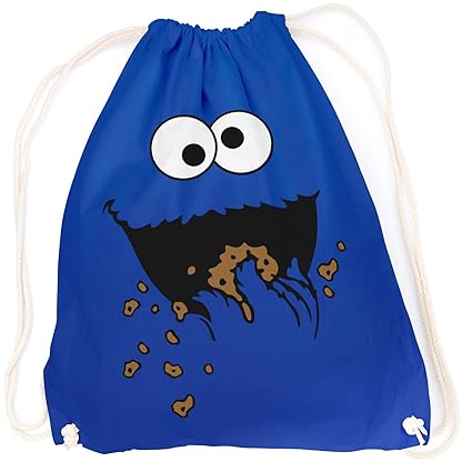 vanVerden Sport Turnbeutel Krümelmonster Cookie Monster Karneval & Fasching, Farbe:Bright Royal (Blau)