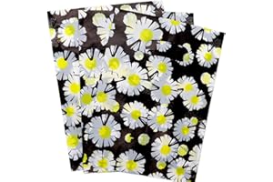 Joyhey 100 Count 5.7" x 7.7" Plastic Merchandise Bags, Shopping Bags, Retail Bags, Gift Bags with Die Cut Handles - Black Daisies